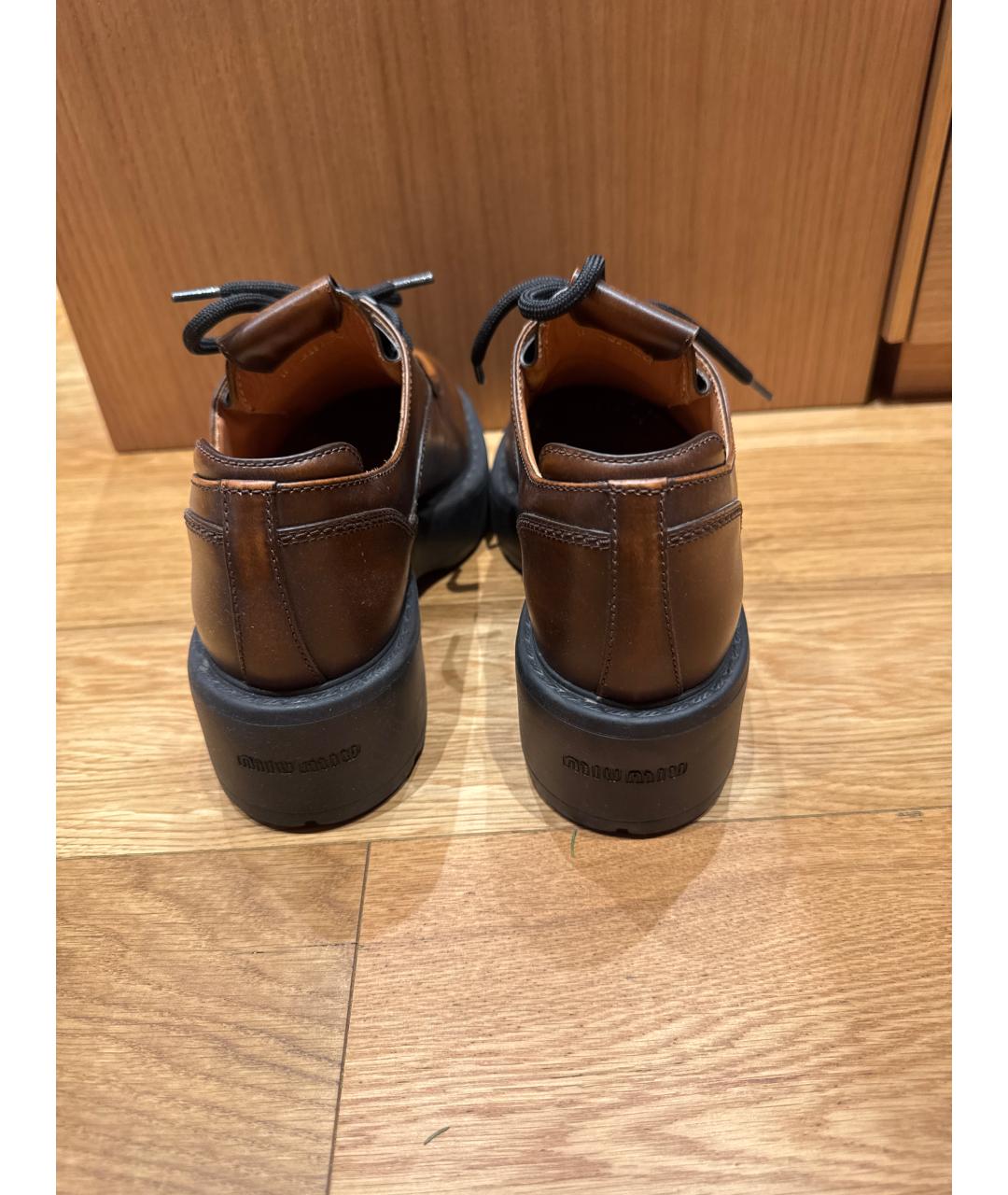 MIU MIU Коричневые кожаные брогги и оксфорды, фото 4
