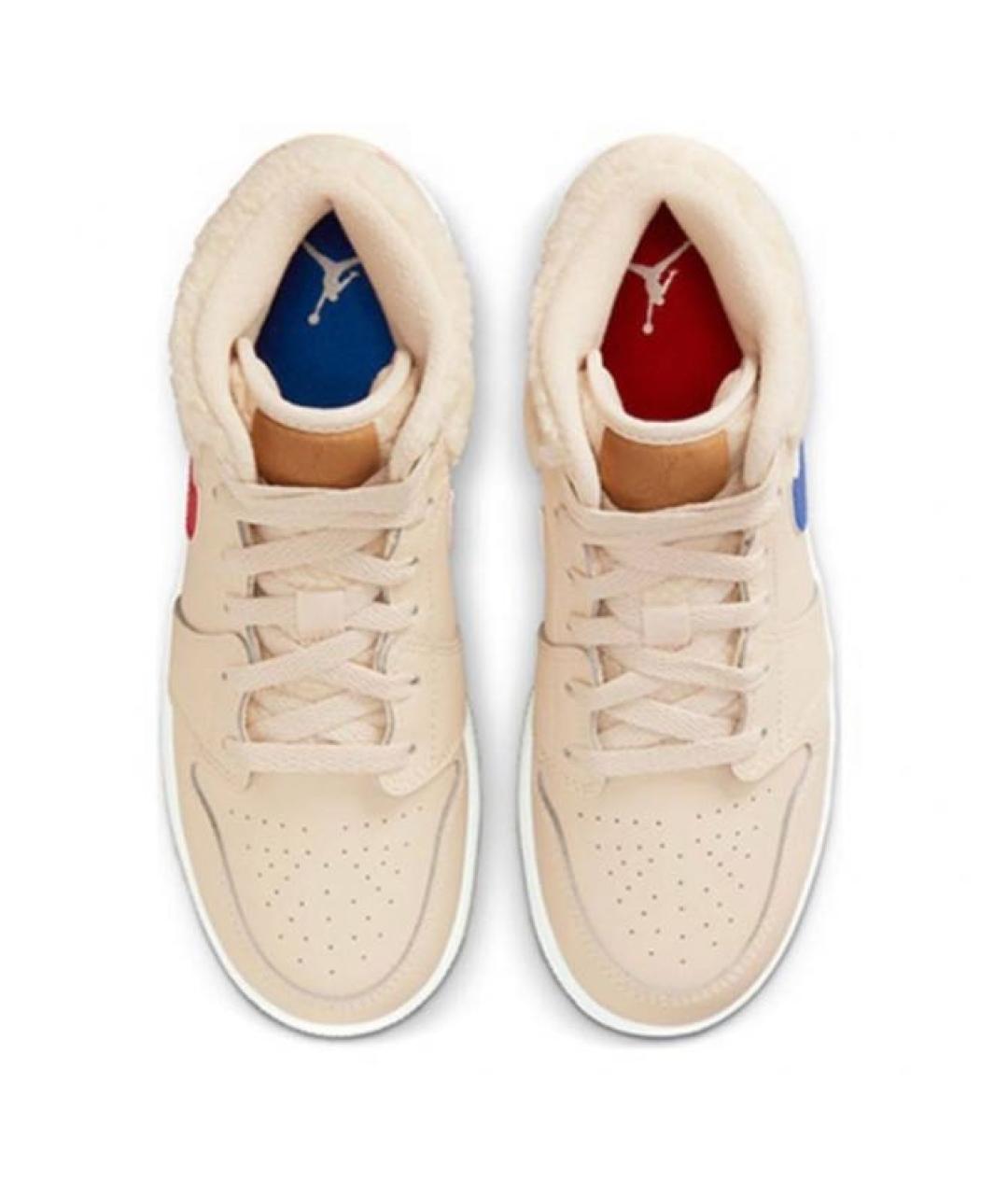 JORDAN Бежевые кожаные кроссовки, фото 7