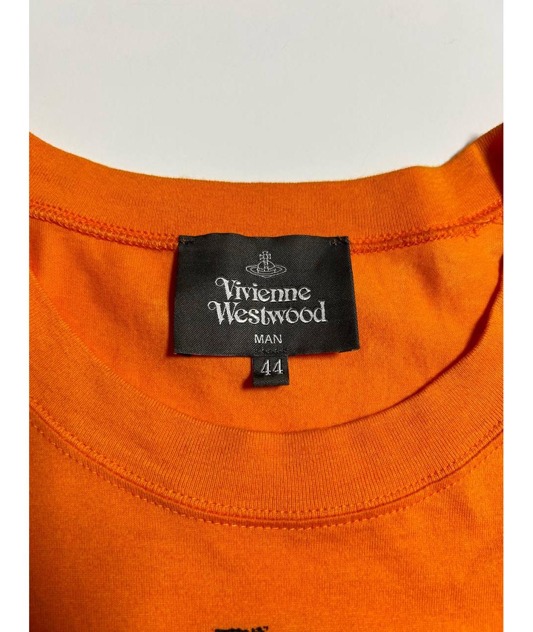 VIVIENNE WESTWOOD Оранжевая хлопковая футболка, фото 3