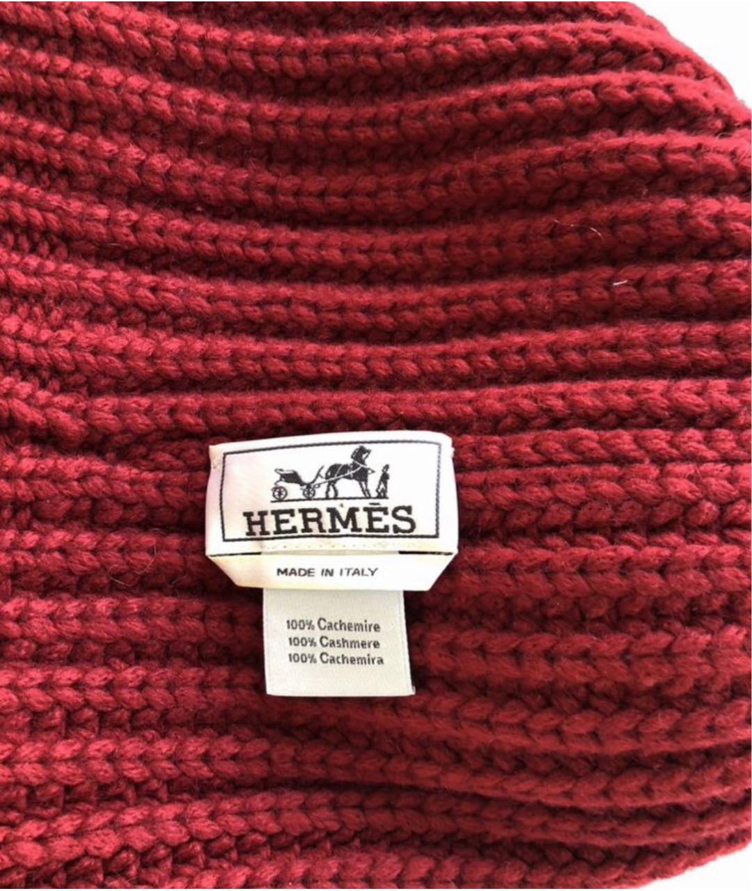 HERMES Бордовая кашемировая шапка, фото 5