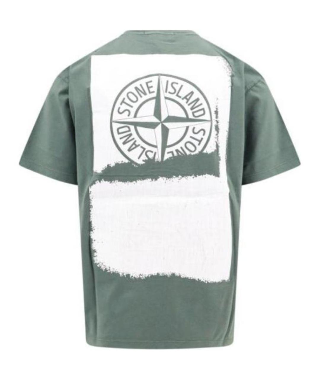 STONE ISLAND Хаки хлопковая футболка, фото 2