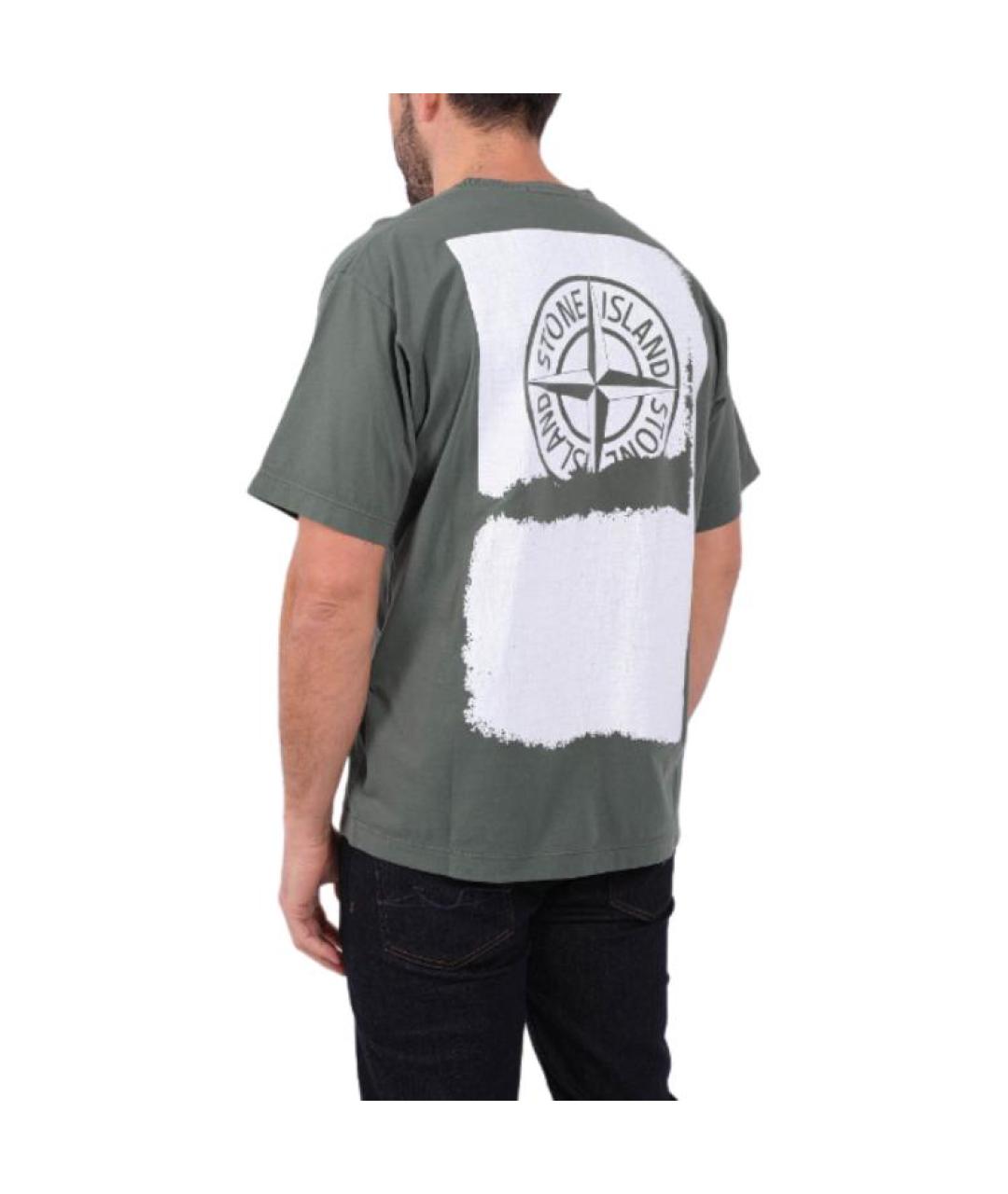 STONE ISLAND Хаки хлопковая футболка, фото 5