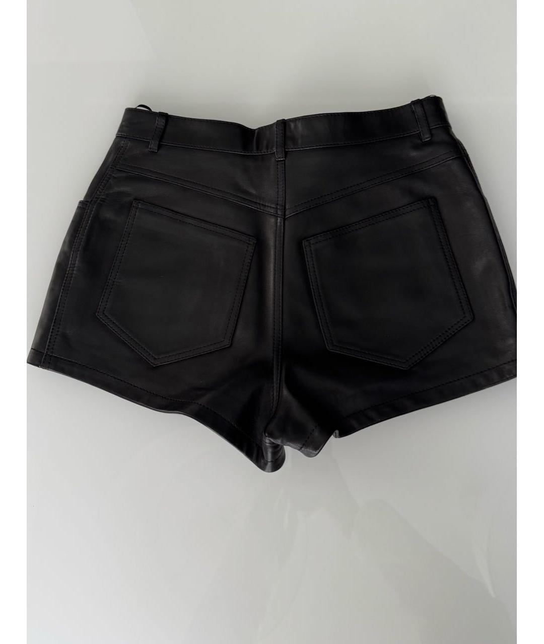 SAINT LAURENT Черные кожаные шорты, фото 2
