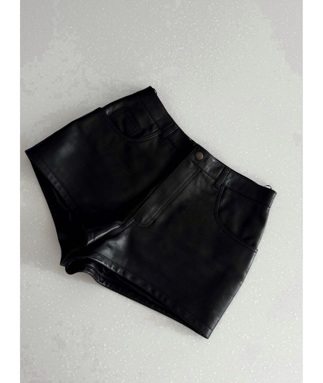 SAINT LAURENT Черные кожаные шорты, фото 5