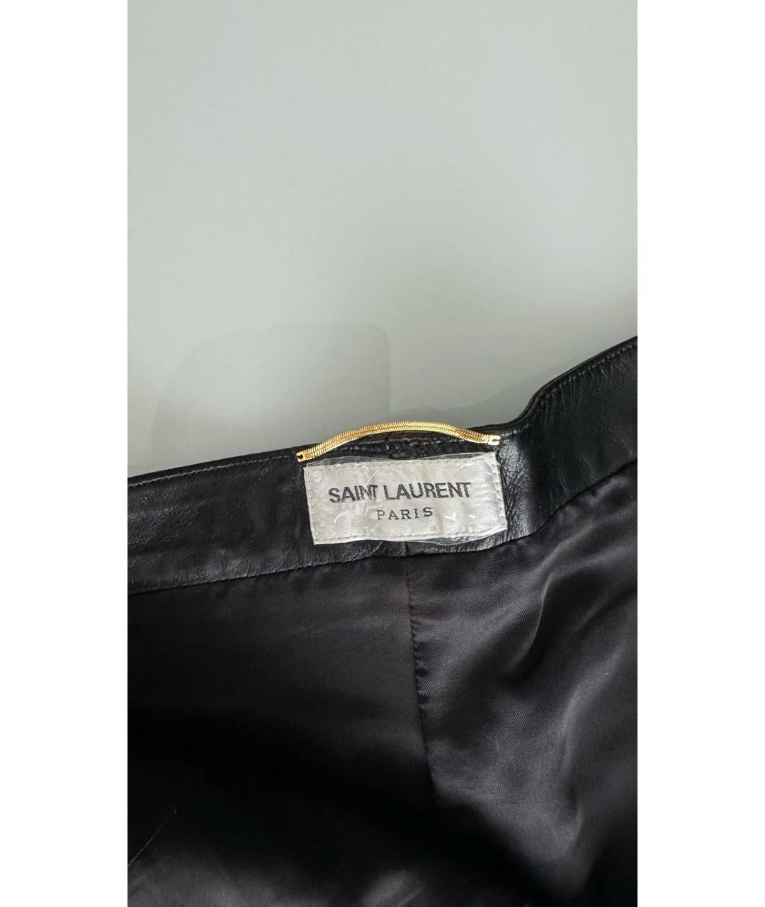 SAINT LAURENT Черные кожаные шорты, фото 4