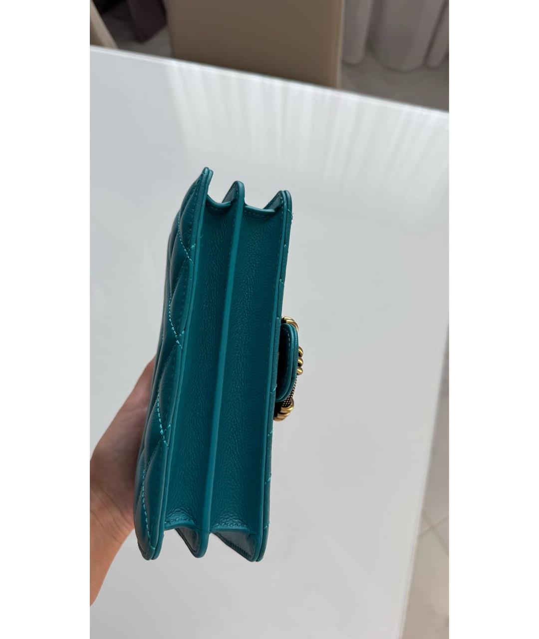 PINKO Бирюзовая кожаная сумка через плечо, фото 3