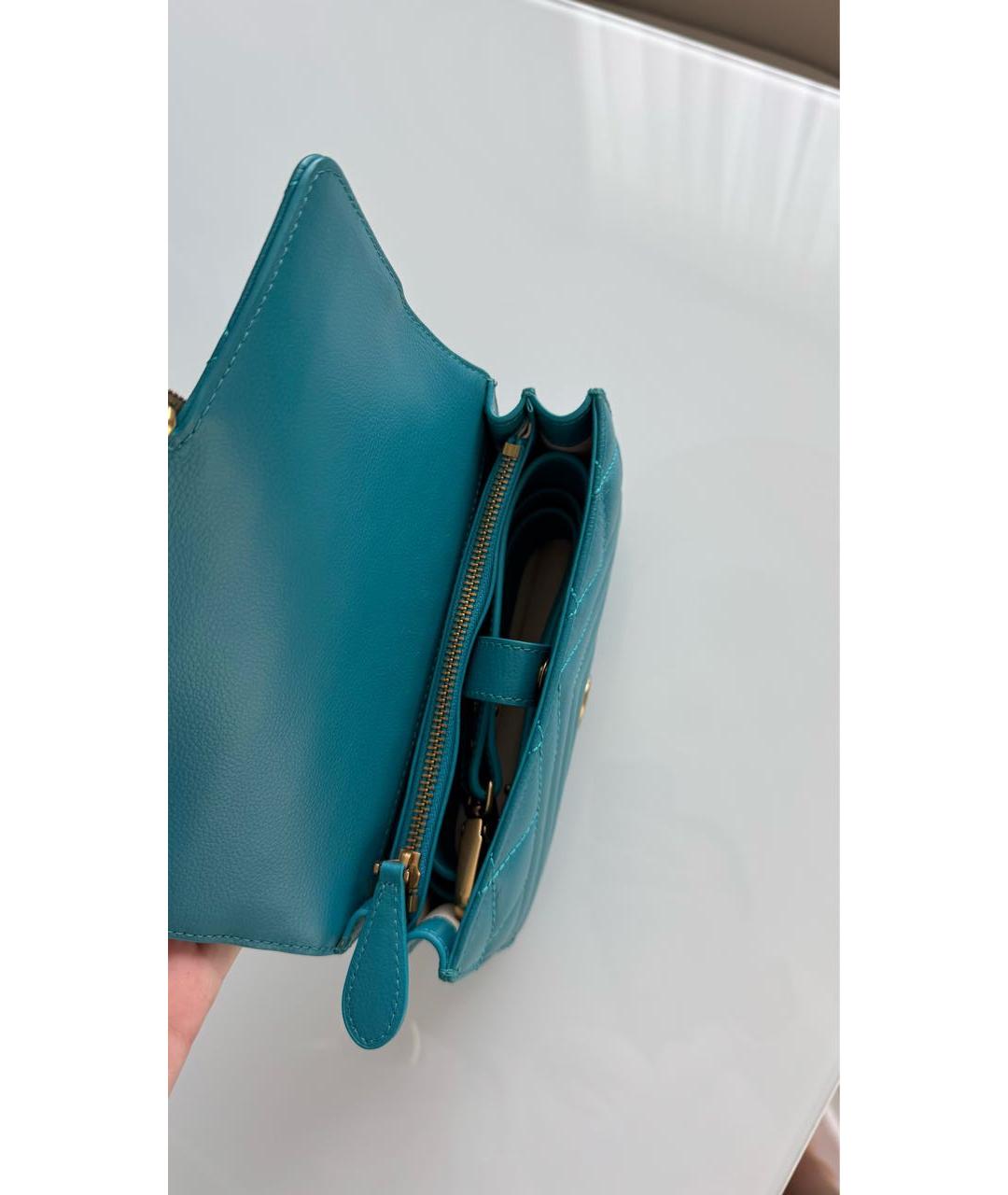 PINKO Бирюзовая кожаная сумка через плечо, фото 5