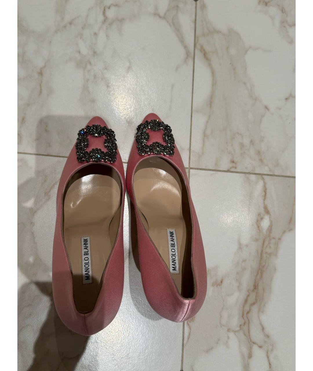 MANOLO BLAHNIK Розовые текстильные туфли, фото 3