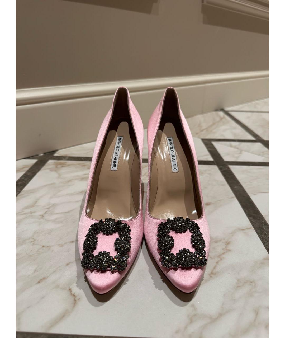 MANOLO BLAHNIK Розовые текстильные туфли, фото 2