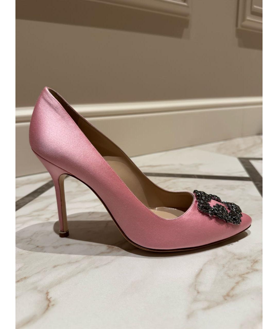 MANOLO BLAHNIK Розовые текстильные туфли, фото 6