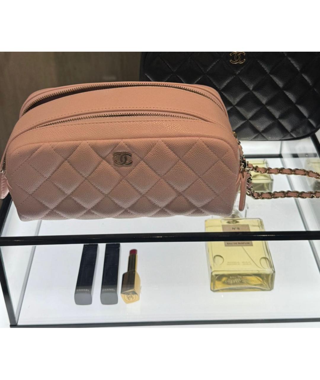 CHANEL Розовая кожаная косметичка, фото 6