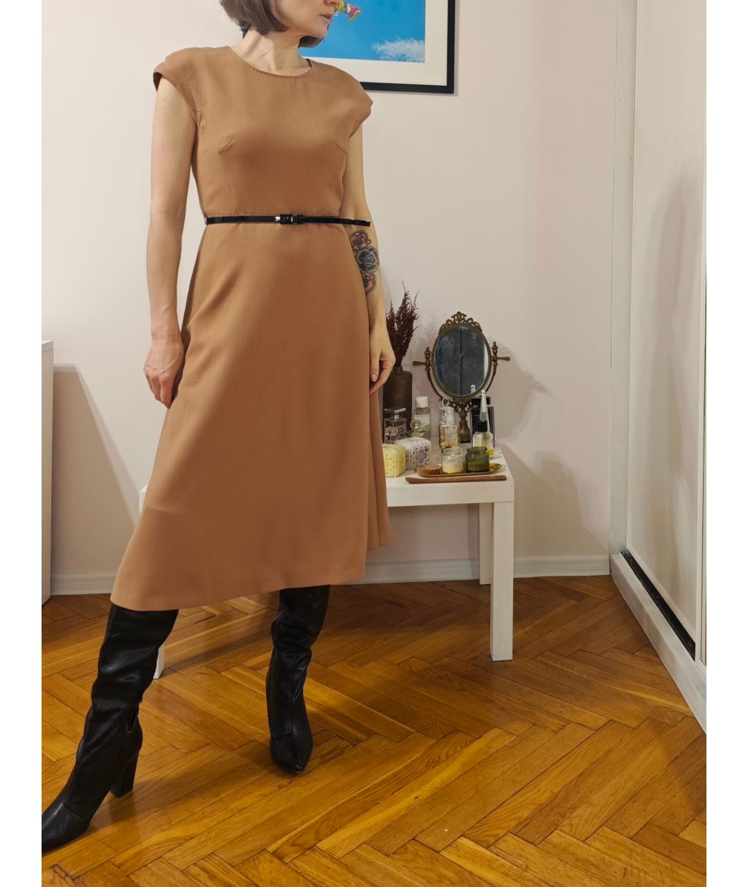 MAX MARA Бежевое шерстяное повседневное платье, фото 5