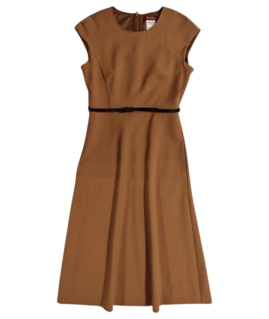 MAX MARA Бежевое шерстяное повседневное платье, фото 1