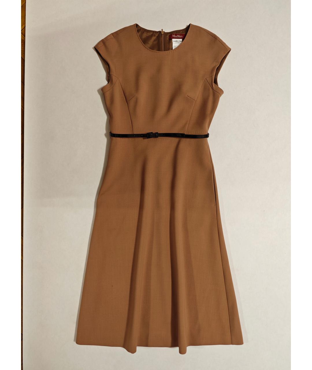 MAX MARA Бежевое шерстяное повседневное платье, фото 9