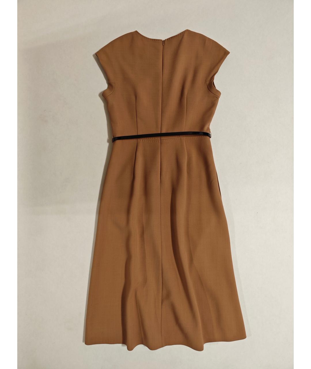 MAX MARA Бежевое шерстяное повседневное платье, фото 2