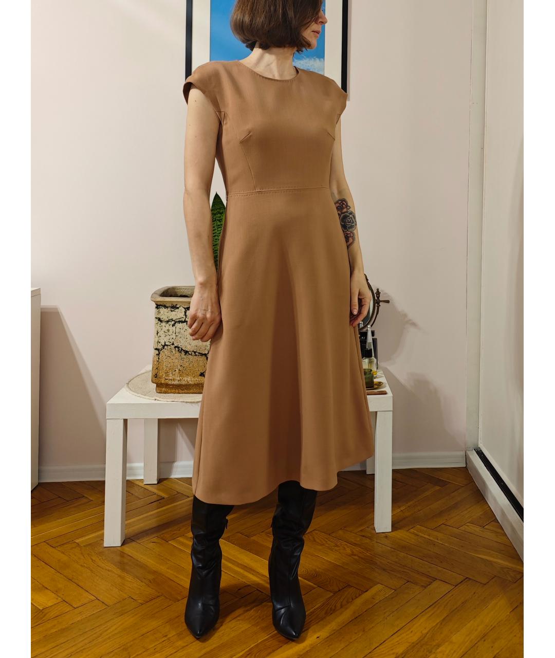 MAX MARA Бежевое шерстяное повседневное платье, фото 4