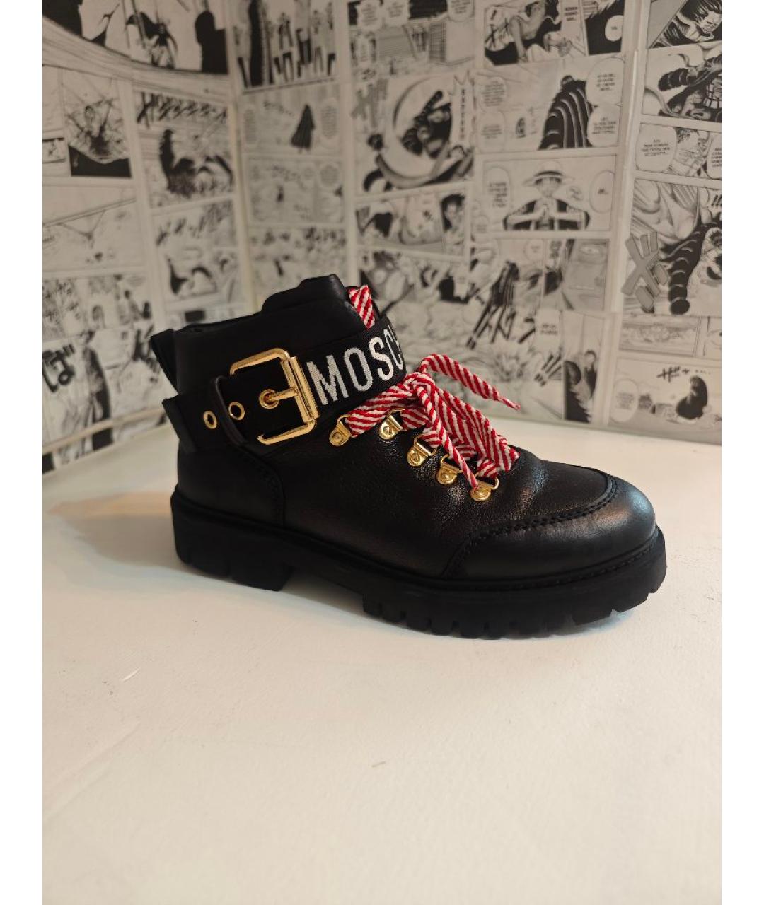 MOSCHINO Черные кожаные ботинки, фото 10