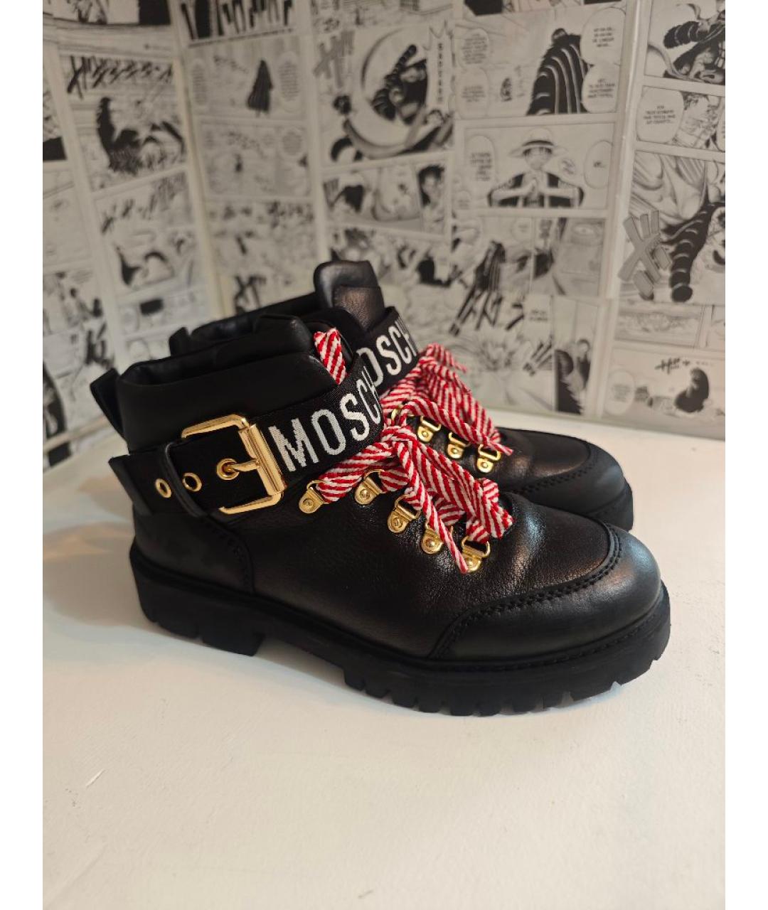 MOSCHINO Черные кожаные ботинки, фото 2