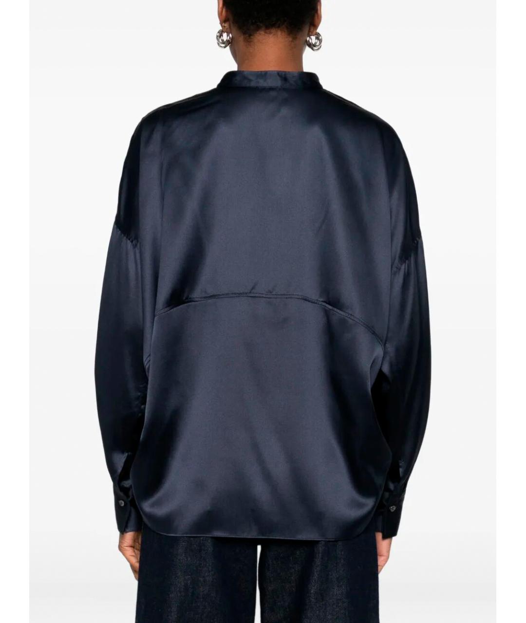 BRUNELLO CUCINELLI Темно-синяя шелковая блузы, фото 4