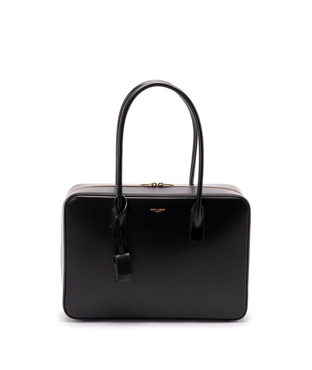 SAINT LAURENT Черная кожаная сумка тоут, фото 1