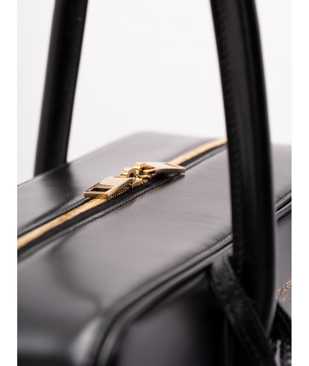 SAINT LAURENT Черная кожаная сумка тоут, фото 4