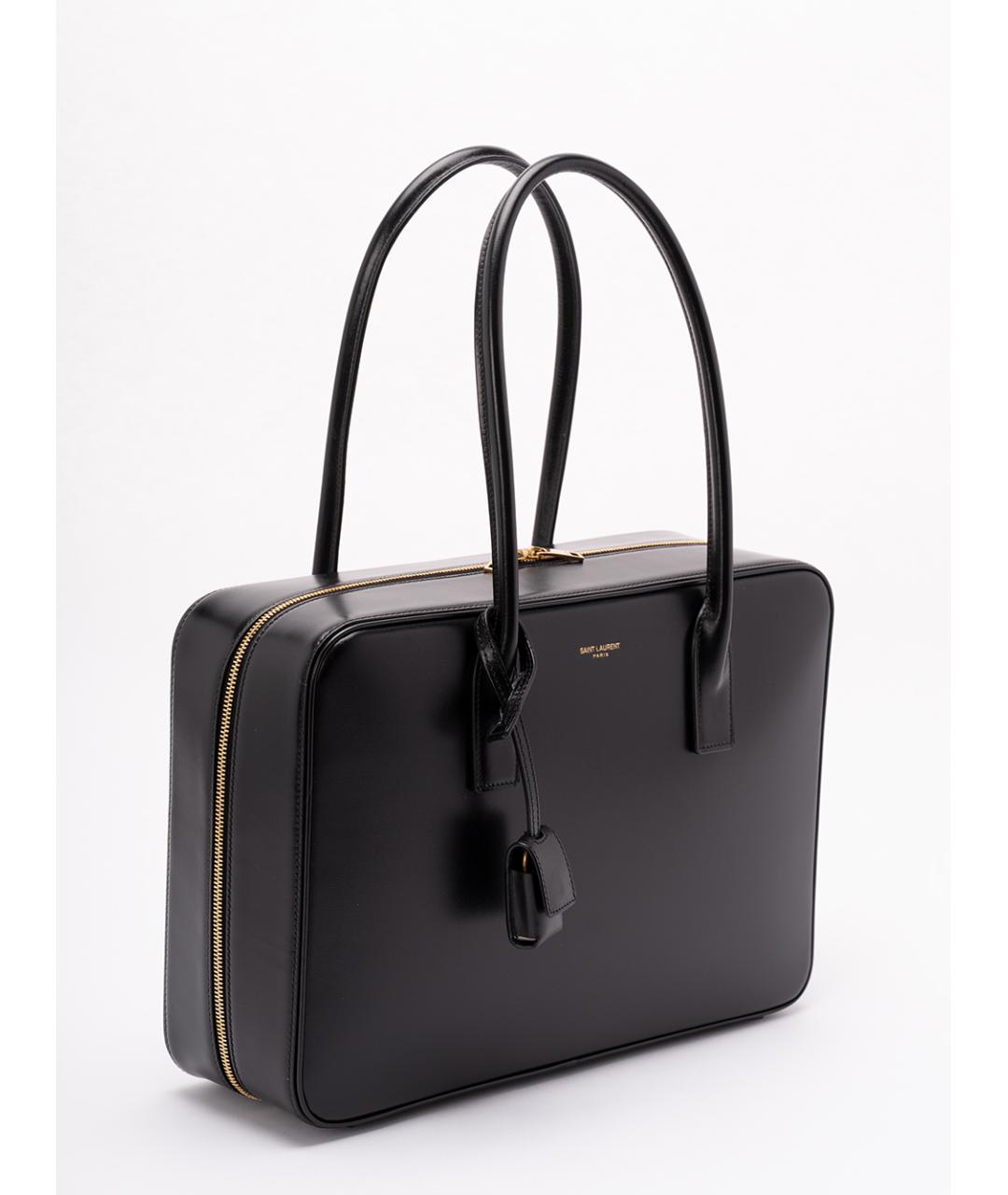 SAINT LAURENT Черная кожаная сумка тоут, фото 3