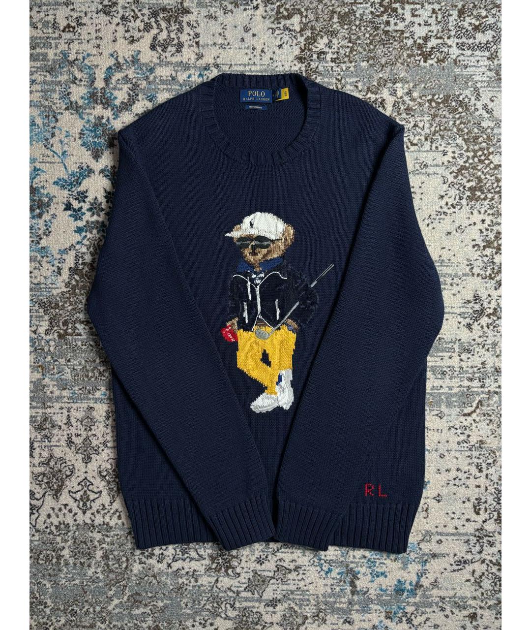 POLO RALPH LAUREN Темно-синий хлопковый джемпер / свитер, фото 5
