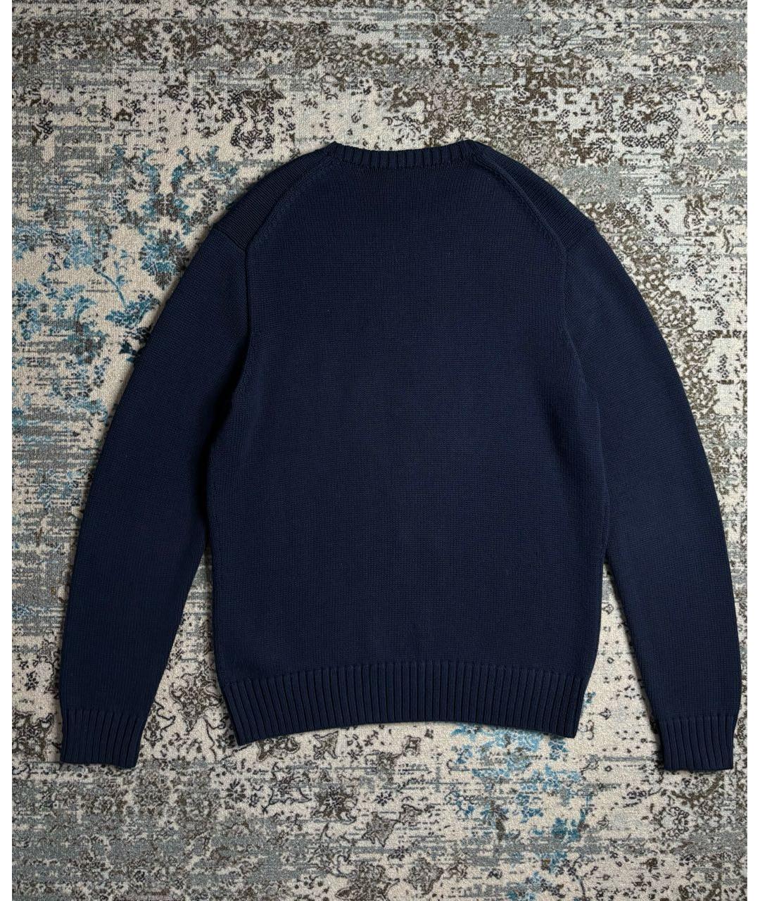 POLO RALPH LAUREN Темно-синий хлопковый джемпер / свитер, фото 2