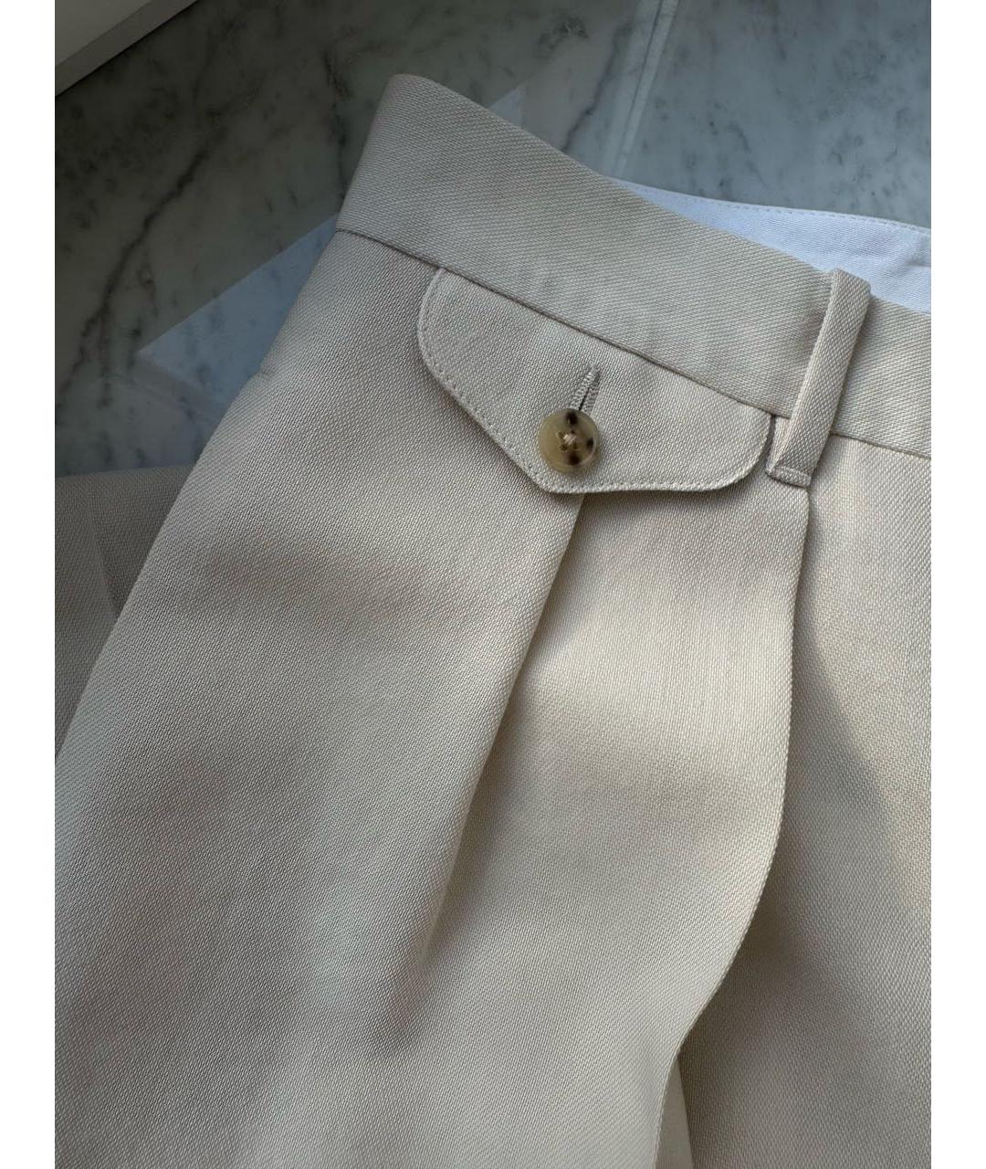 THE ROW Бежевые шерстяные брюки широкие, фото 4