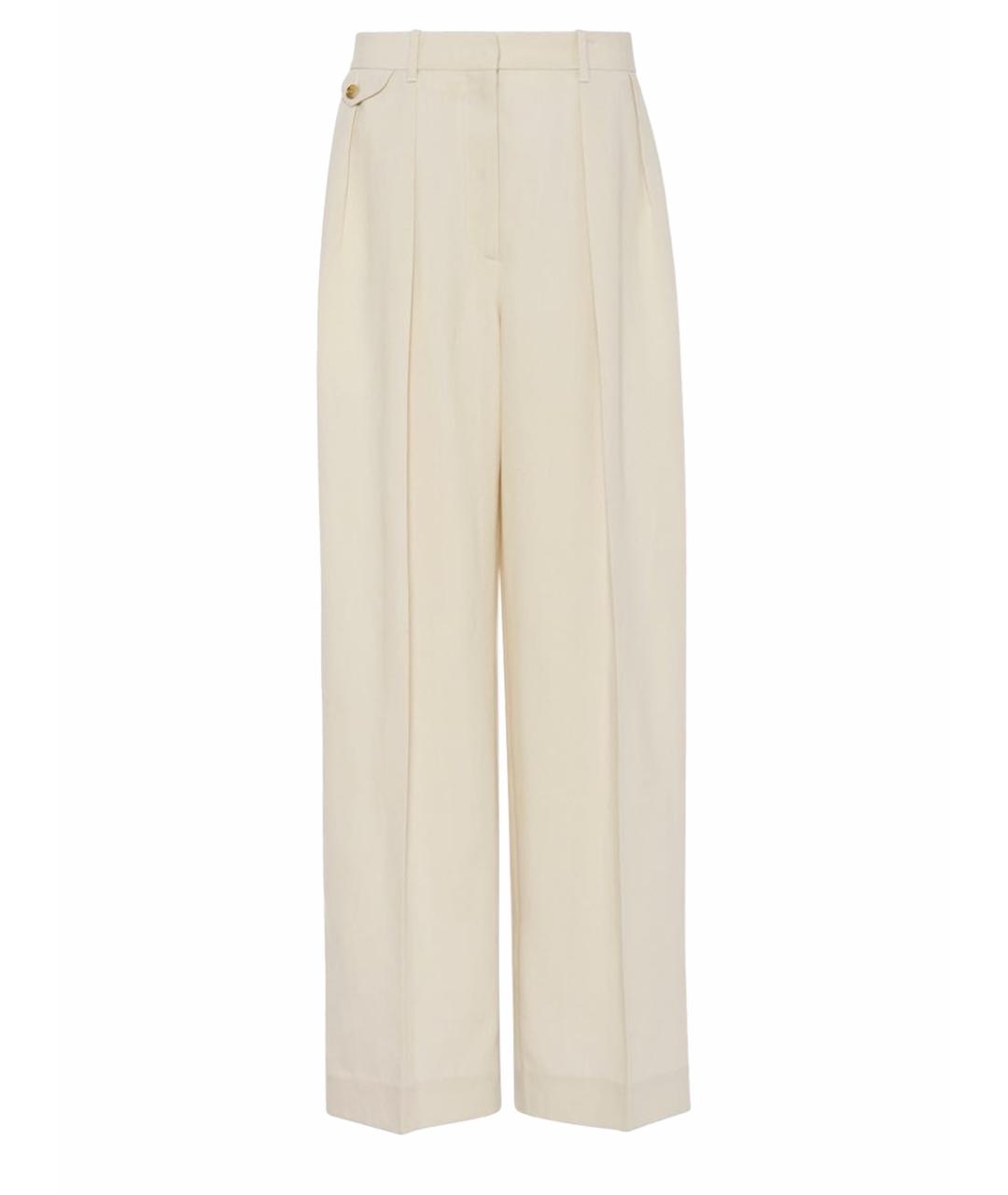 THE ROW Бежевые шерстяные брюки широкие, фото 1