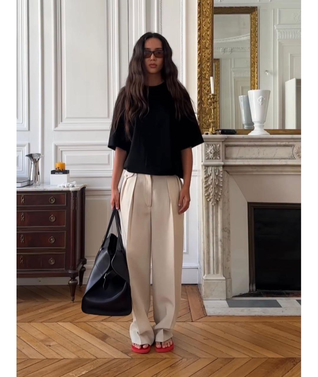 THE ROW Бежевые шерстяные брюки широкие, фото 7