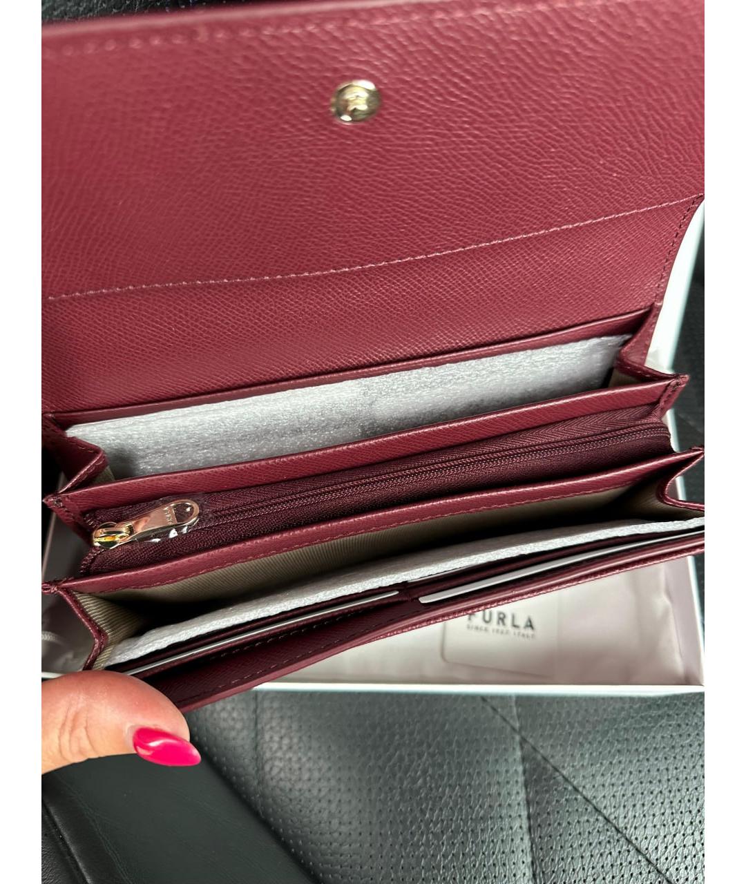 FURLA Бордовый кожаный кошелек, фото 3