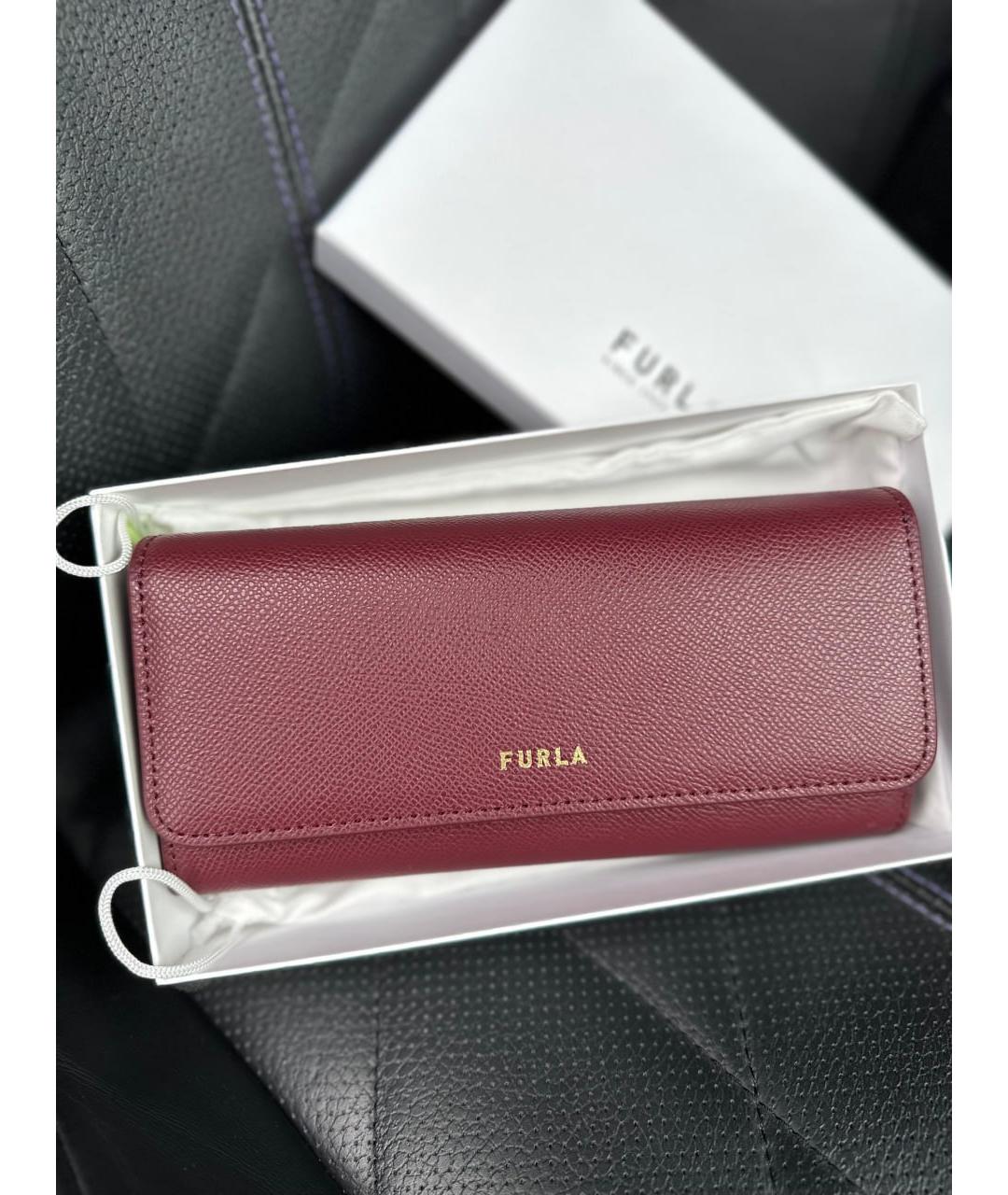 FURLA Бордовый кожаный кошелек, фото 2