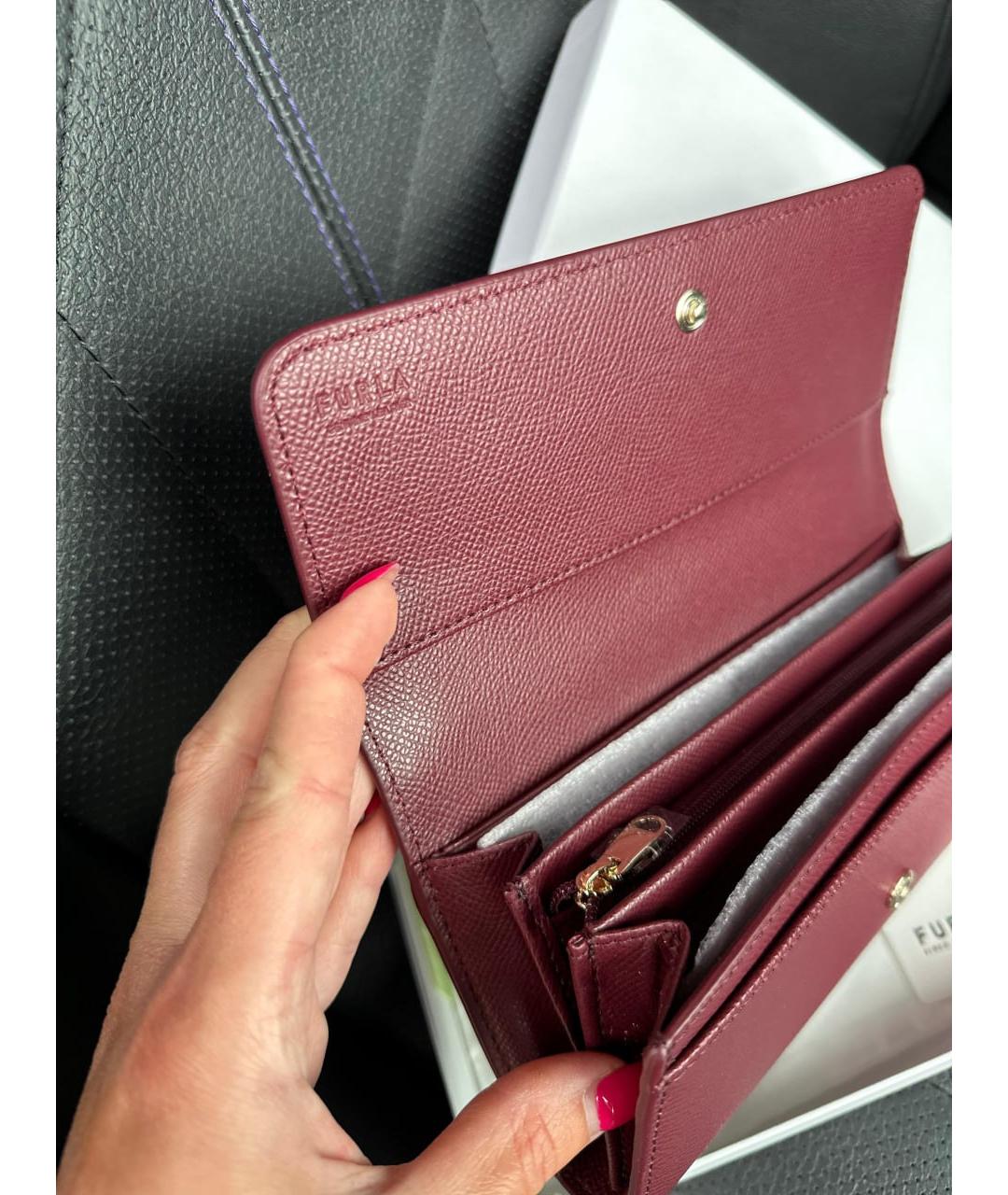 FURLA Бордовый кожаный кошелек, фото 5