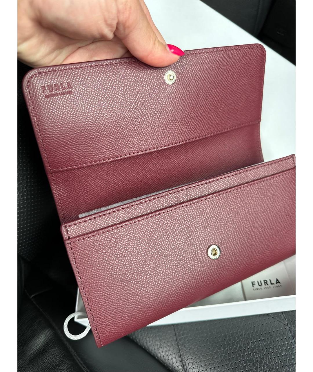 FURLA Бордовый кожаный кошелек, фото 4