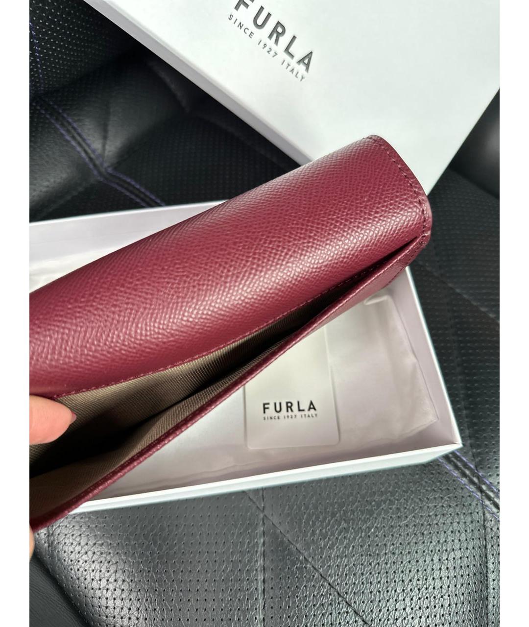 FURLA Бордовый кожаный кошелек, фото 6