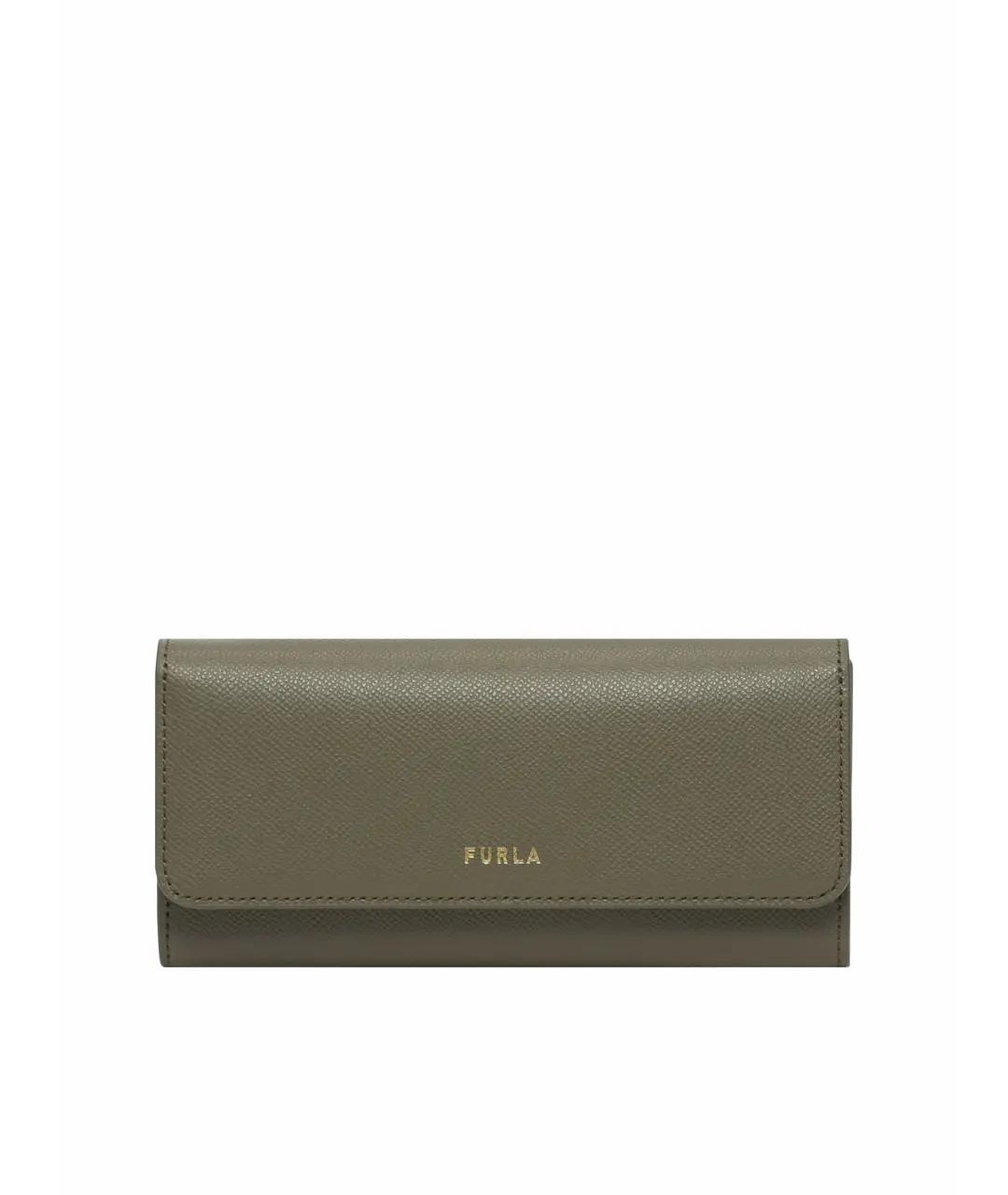 FURLA Хаки кожаный кошелек, фото 1