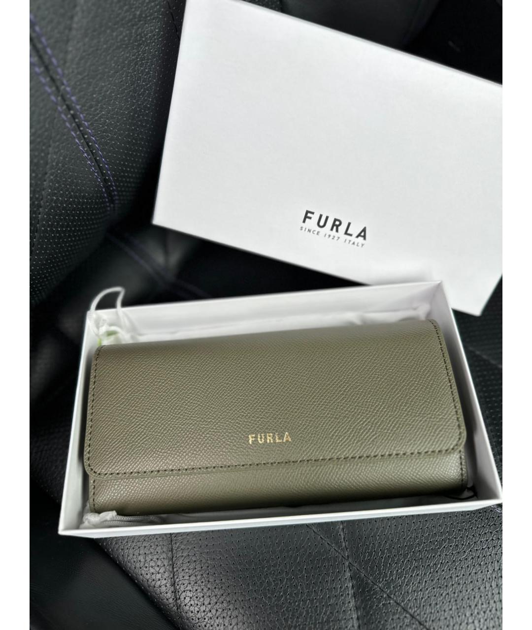 FURLA Хаки кожаный кошелек, фото 2