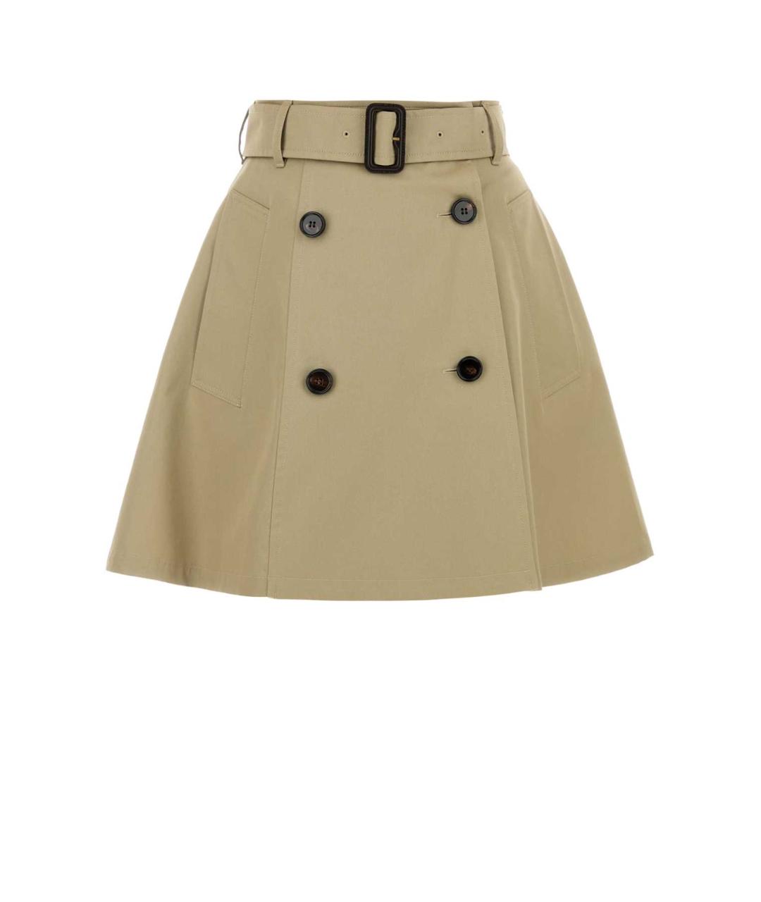 BURBERRY Бежевая хлопковая юбка мини, фото 1