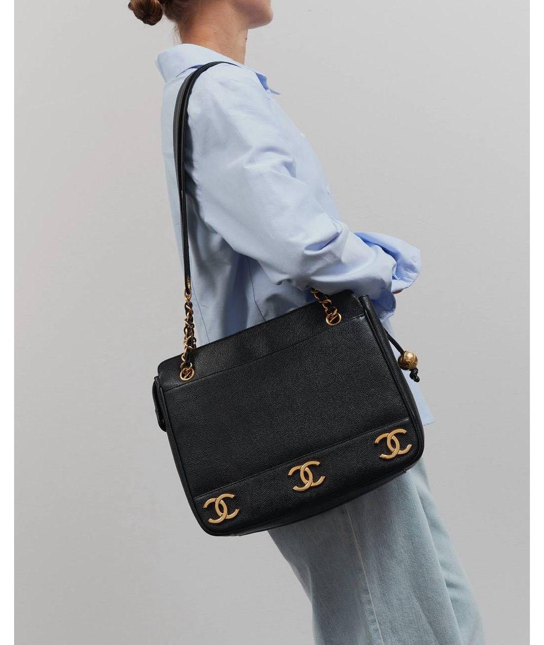 CHANEL Черная кожаная сумка через плечо, фото 4
