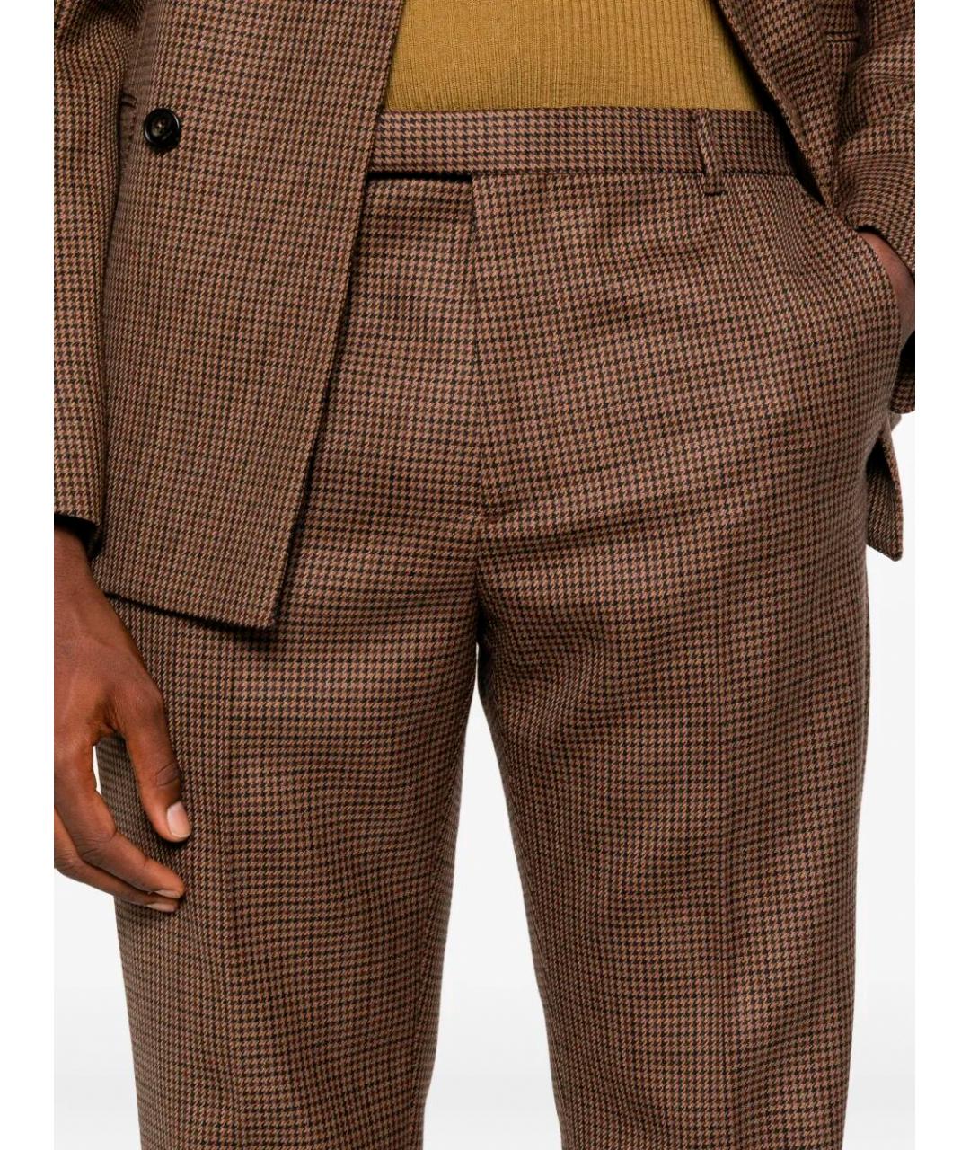 GUCCI Коричневые шерстяные повседневные брюки, фото 4