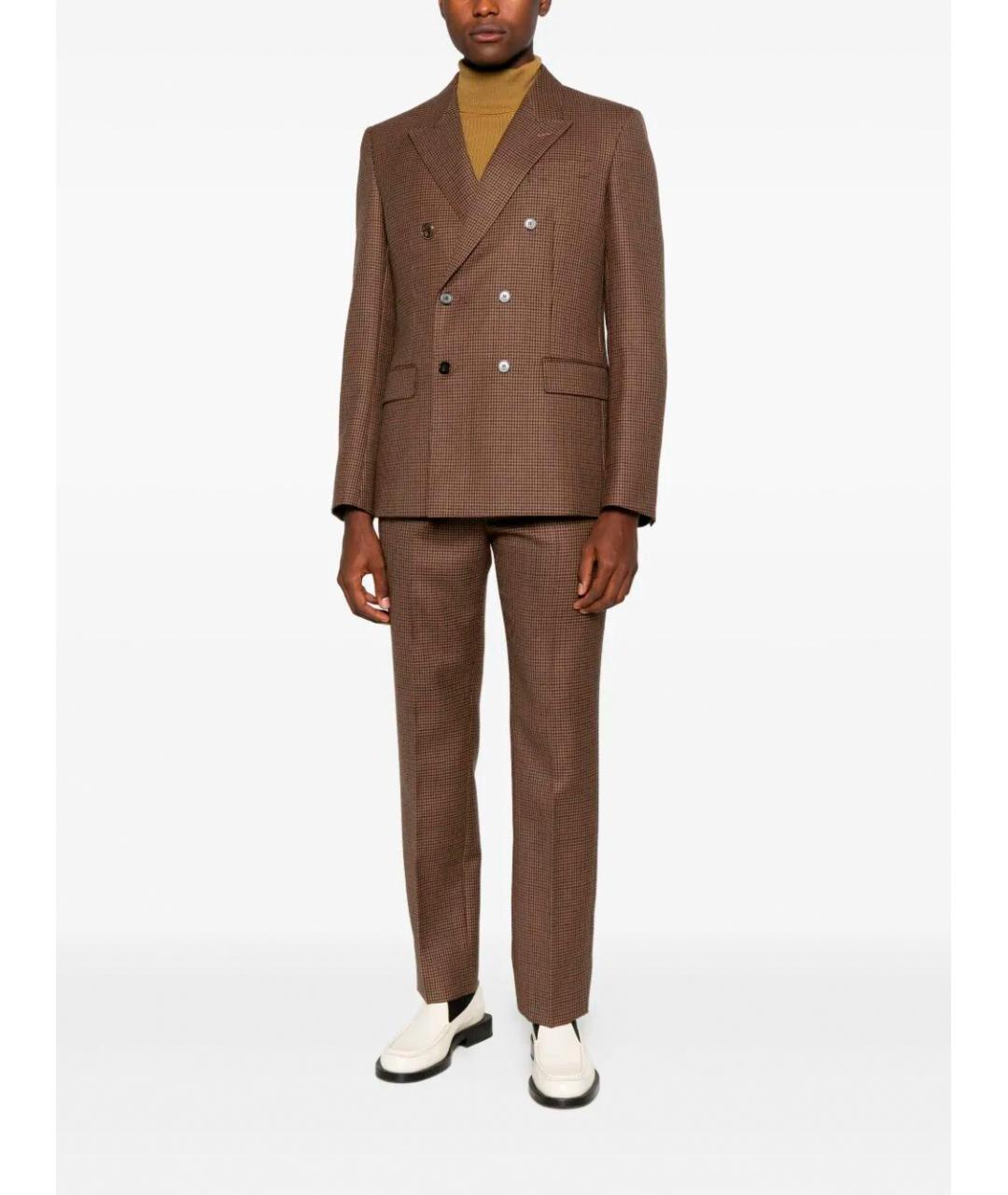 GUCCI Коричневые шерстяные повседневные брюки, фото 2