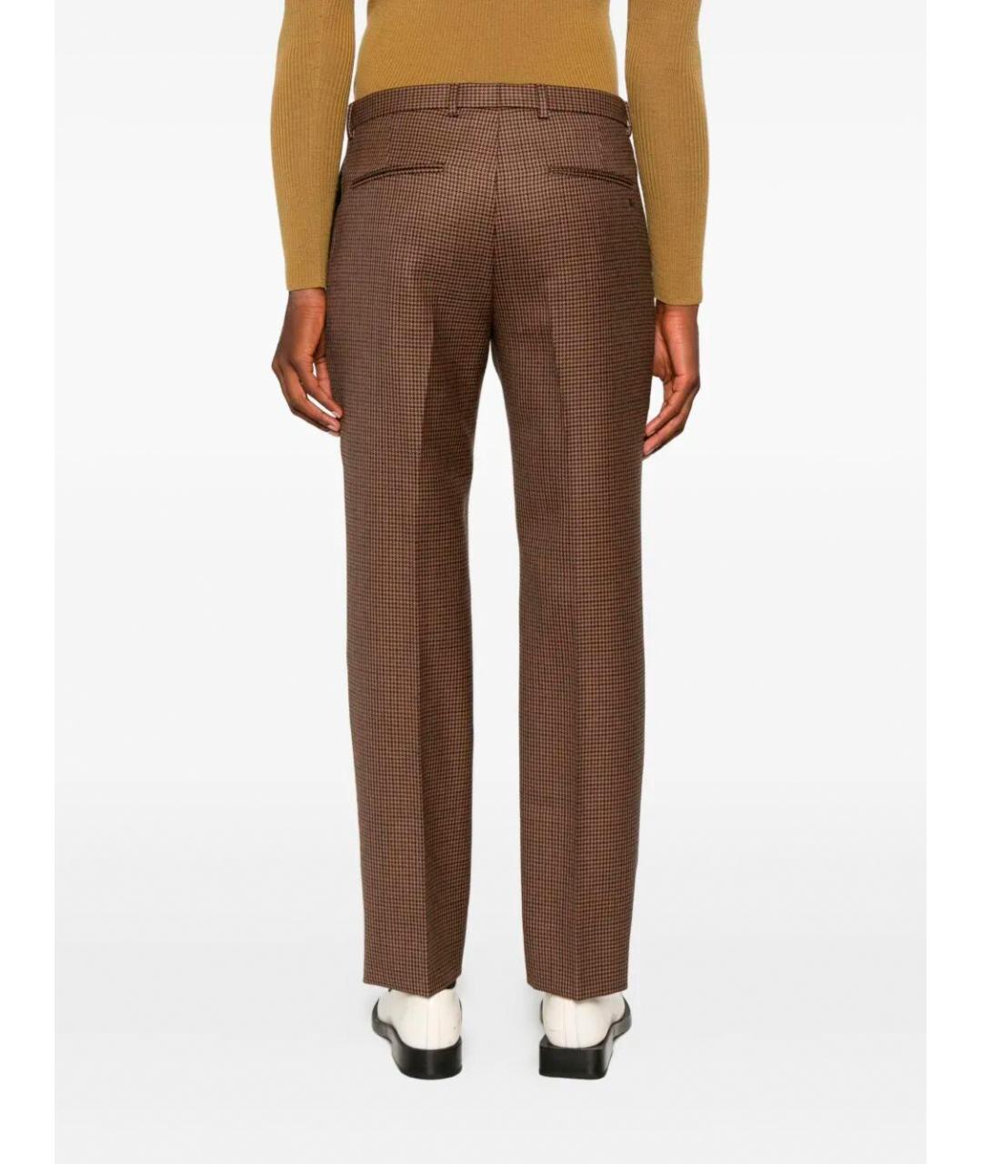 GUCCI Коричневые шерстяные повседневные брюки, фото 3