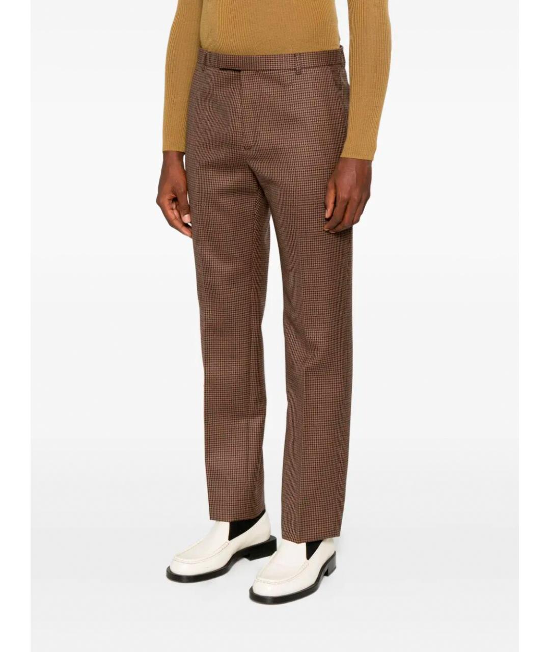GUCCI Коричневые шерстяные повседневные брюки, фото 5