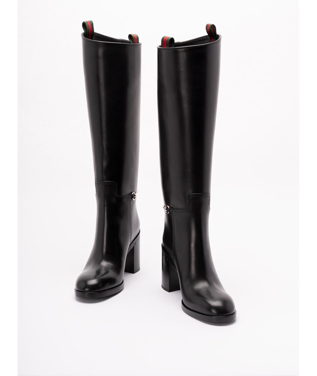 GUCCI Черные кожаные сапоги, фото 2