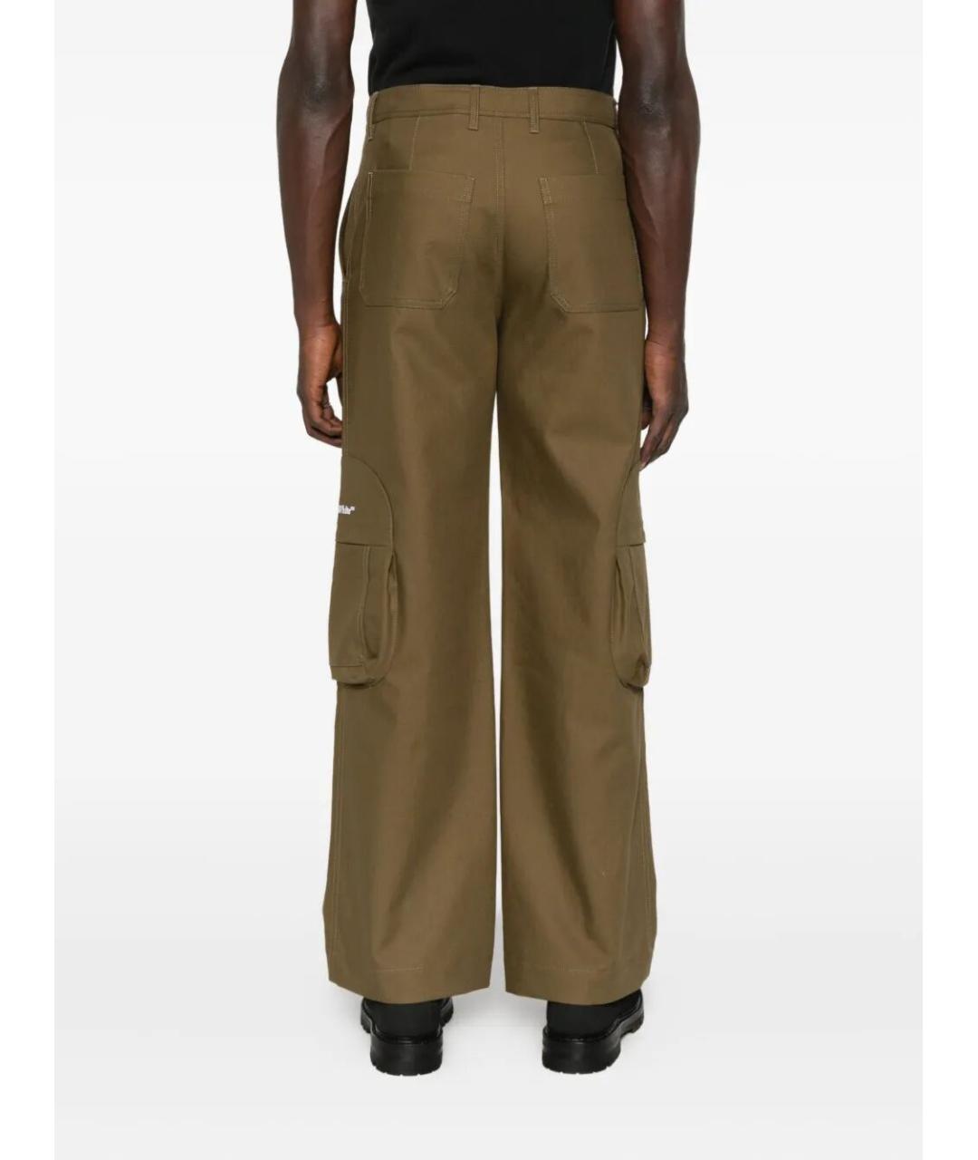OFF-WHITE Коричневые хлопковые повседневные брюки, фото 4