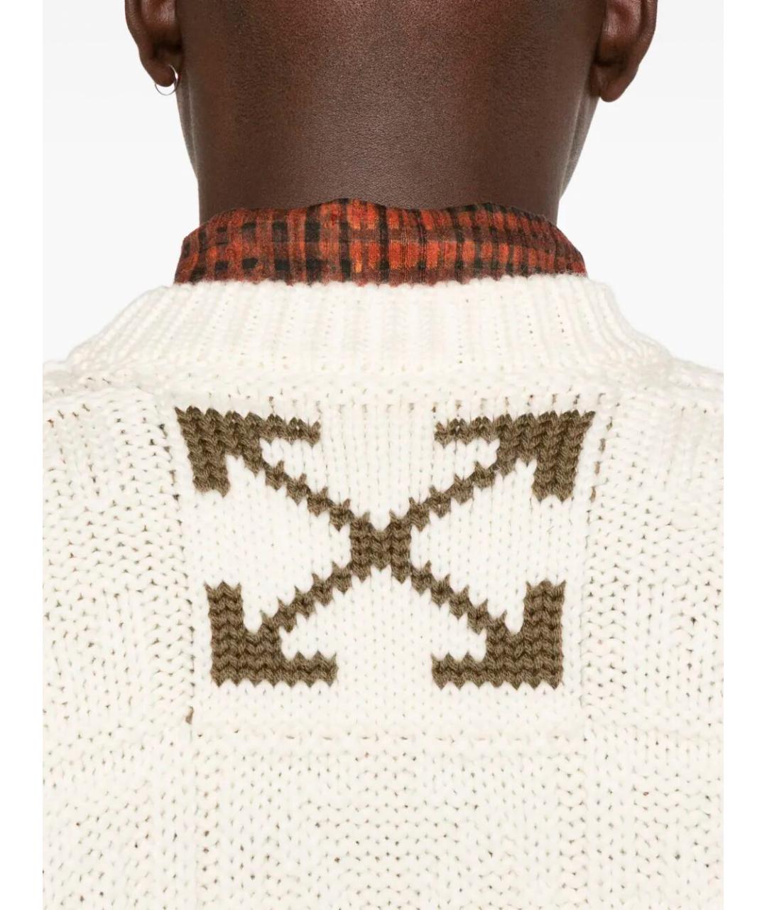 OFF-WHITE Бежевый шерстяной джемпер / свитер, фото 3