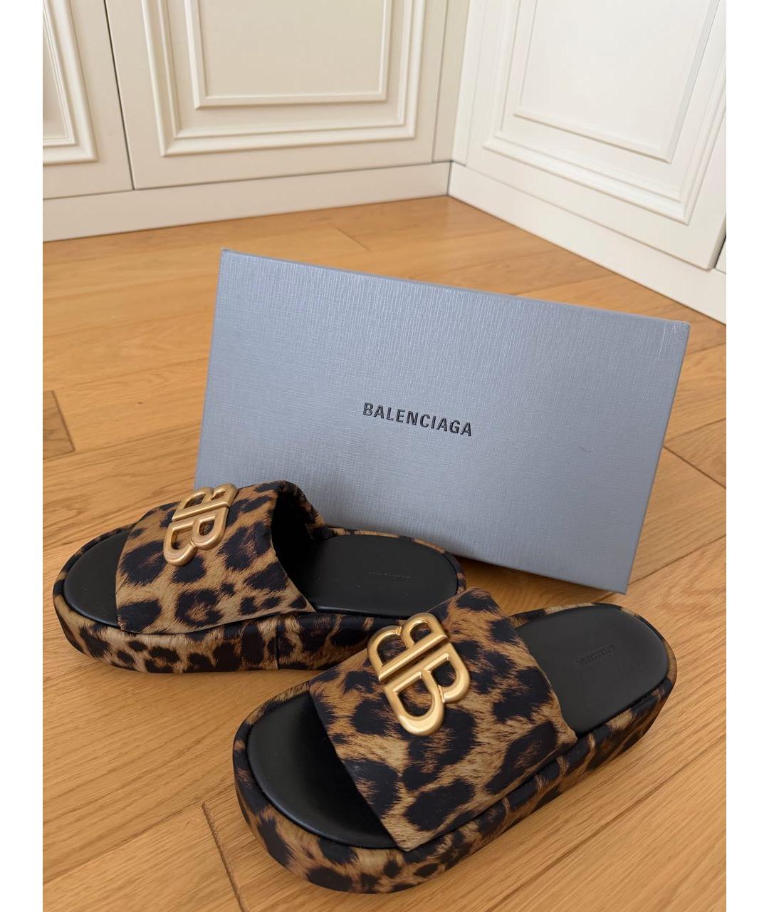 BALENCIAGA Коричневые текстильные сабо, фото 6