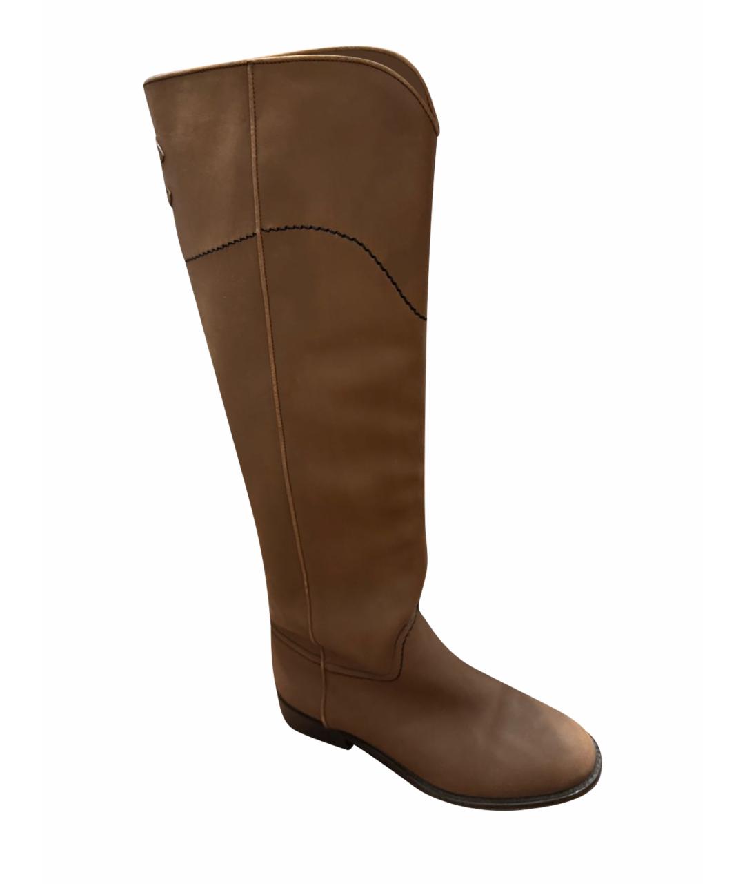 CHANEL Коричневые кожаные сапоги, фото 1