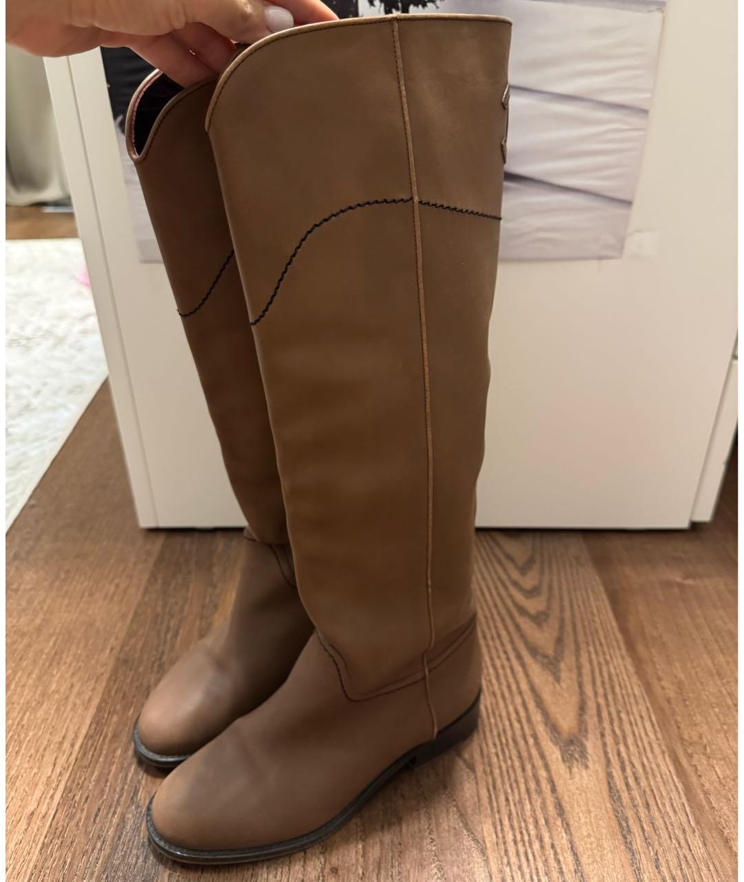 CHANEL Коричневые кожаные сапоги, фото 5